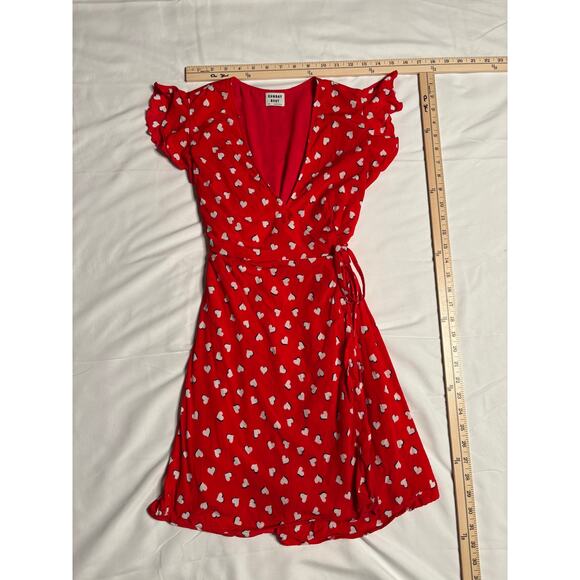 Aritzia Sunday Best Women’s Red Mini Wrap Dress With Hearts Size XXS - Picture 3 of 9